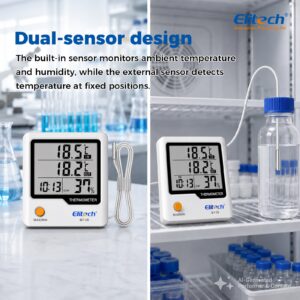 Termohigrómetro Digital Elitech BT-3S con Sonda Externa y Pantalla LCD de 4"