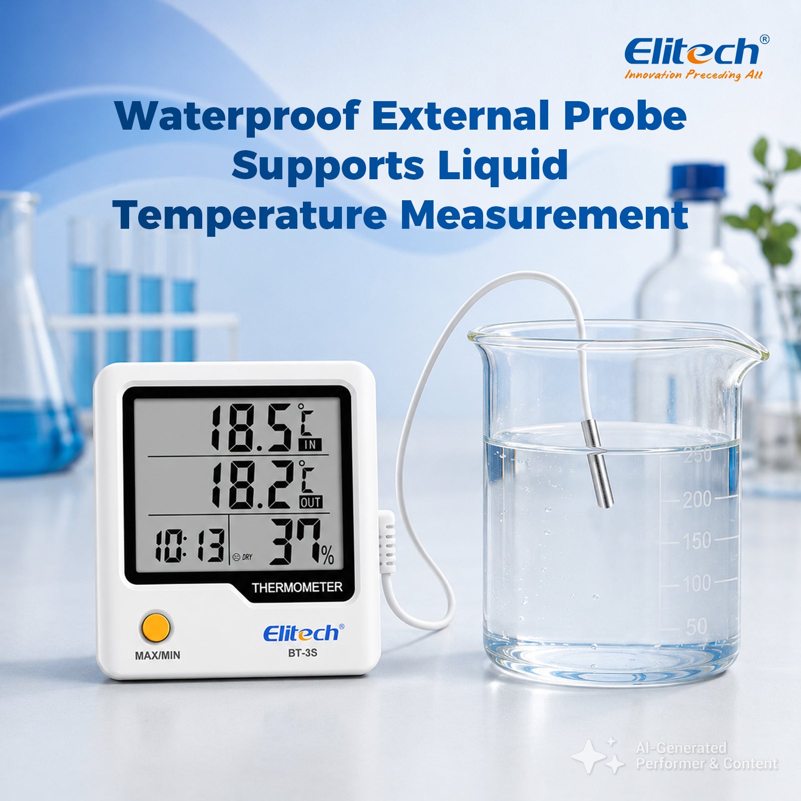 termohigrómetro digital elitech bt 3s con sonda externa y pantalla lcd de 4" Termohigrómetro Digital Elitech BT-3S con Sonda Externa y Pantalla LCD de 4"