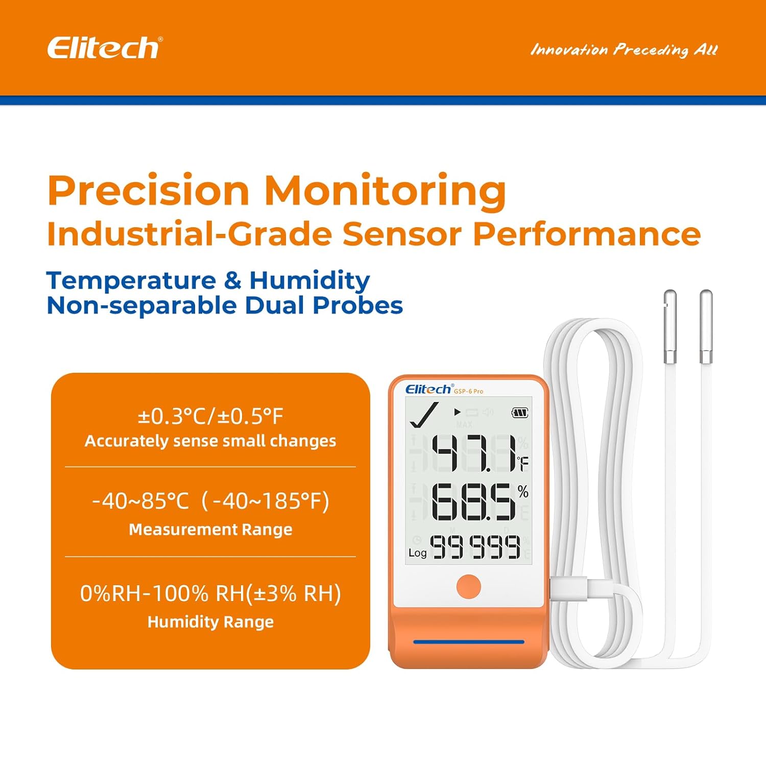 datalogger registrador de temperatura y humedad elitech gsp 6 con doble sonda externa y exportación pdf/csv Datalogger Registrador de Temperatura y Humedad Elitech GSP-6 con Doble Sonda Externa y Exportación PDF/CSV