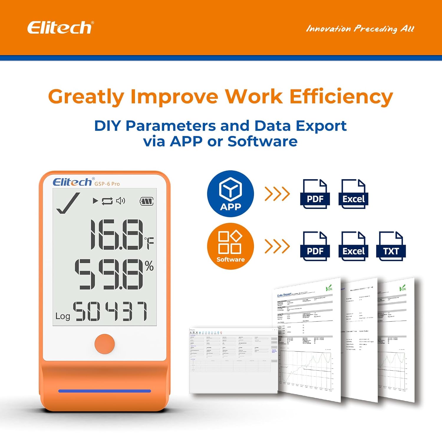 datalogger registrador de temperatura y humedad elitech gsp 6 con doble sonda externa y exportación pdf/csv Datalogger Registrador de Temperatura y Humedad Elitech GSP-6 con Doble Sonda Externa y Exportación PDF/CSV