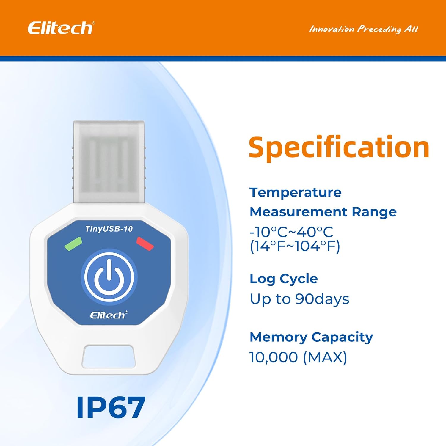 datalogger registrador de temperatura de un solo uso 10ºc a 40ºc elitech tinyusb 10 para cadena de frío (caja con 10 unidades) Datalogger Registrador de Temperatura de Un Solo Uso -10ºC a 40ºC Elitech TinyUSB-10 para Cadena de Frío (Caja con 10 Unidades)